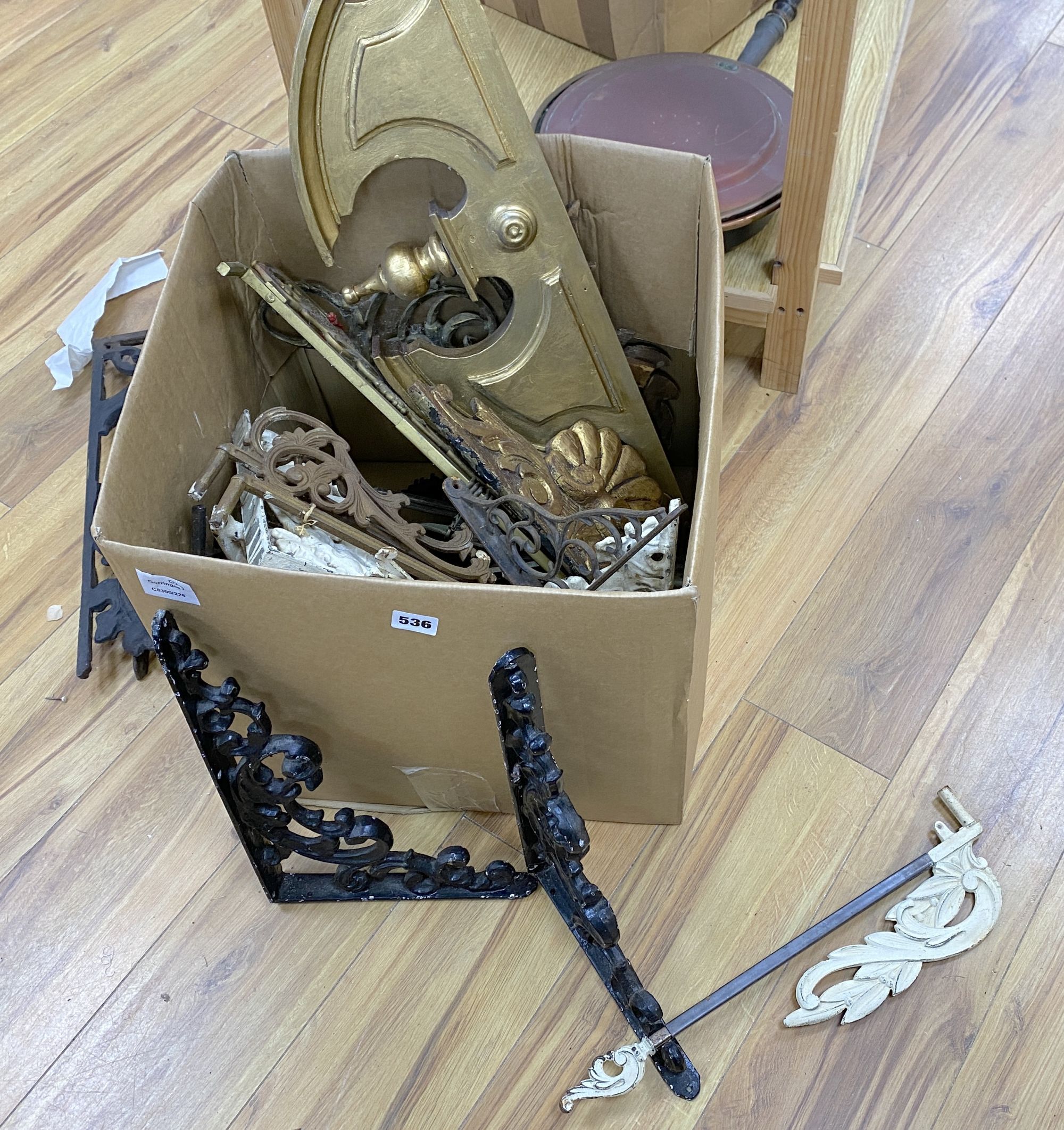 A quantity cast iron and metal wall brackets